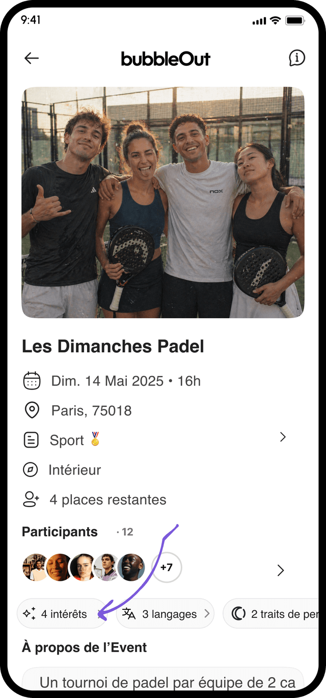 L'app bubbleOut ouverte sur la découverte des communautés autour de toi